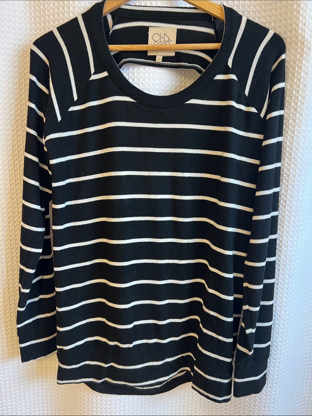 Chaser Black and White Striped Long-Sleeve Tee